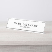 Eenvoudige Schone Crisp Wit Naam Titel Bureau Naambordje (Voorkant)