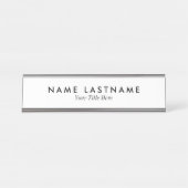 Eenvoudige Schone Crisp Wit Naam Titel Bureau Naambordje (Voorkant)