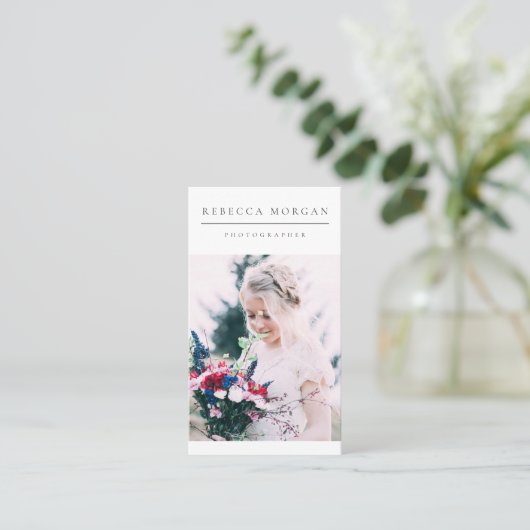 Eenvoudige schone fotografie visitekaartje (Staand voorkant)