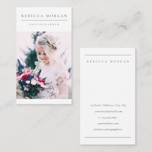 Eenvoudige schone fotografie visitekaartje (Voorkant / Achterkant)