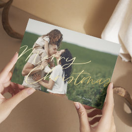 Eenvoudige schone kerst familie foto folie feestdagenkaart