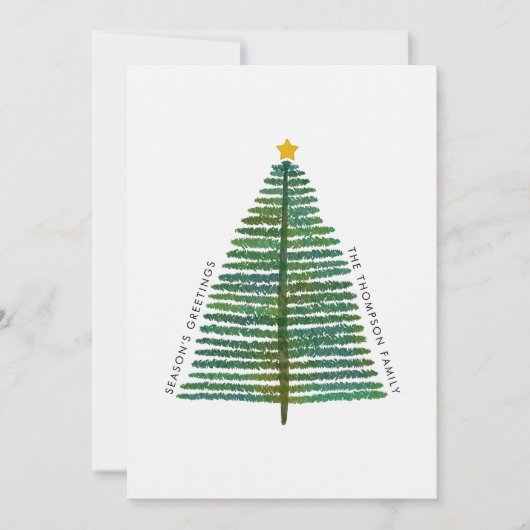 Eenvoudige schone minimalistische kerstboom feestdagenkaart (Voorkant)