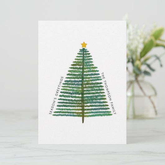 Eenvoudige schone minimalistische kerstboom feestdagenkaart (Staand voorkant)