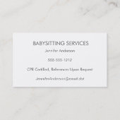 Eenvoudige, schone onderbroekfoto voor baby's visitekaartje (Achterkant)