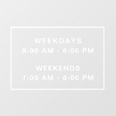 Eenvoudige, schone, open-urenbordvenstervergrendel raamsticker (Vel)