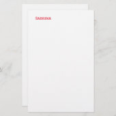 Eenvoudige Schone Professionele Naam Rood Wit Briefpapier (Voorkant / Achterkant)