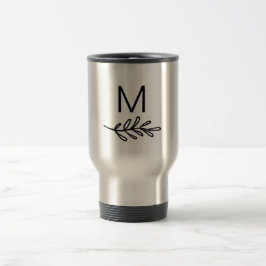 Eenvoudige, schone tekentekening met monogram reisbeker