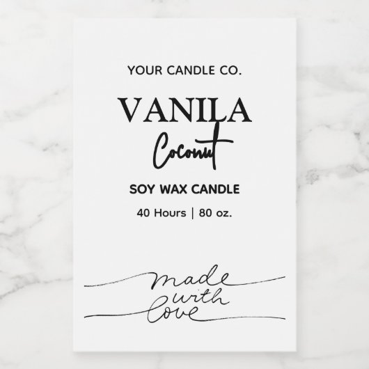 Eenvoudige schone Verticale Kaars Branding Labels Voedselcontainer Etiket (Enkel label)