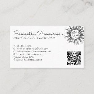 Eenvoudige schone vrouw Hemelse Zon Gezicht QR Cod Visitekaartje