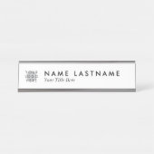 Eenvoudige, schone, witte Logo Bureau Naambordje (Voorkant)