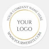 Eenvoudige, schone, witte Logo voor bedrijven Ronde Sticker (Voorkant)
