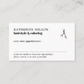 Eenvoudige Schone Zwart Wit Schaar Haarsalon Afsprakenkaartje (Voorkant)