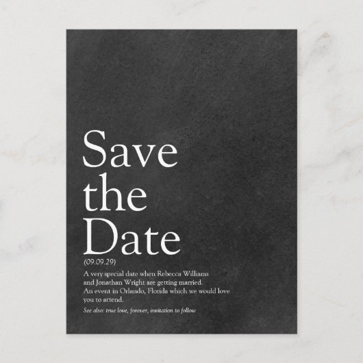 Eenvoudige schoolbord Save the Date-definitie Briefkaart (Voorkant)