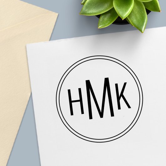 Eenvoudige Schoon Monogram 3 Initialen Zelfinktende Stempel