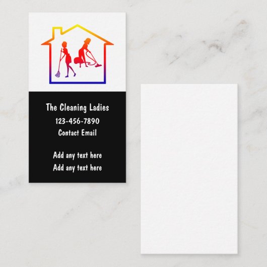 Eenvoudige schoonmaak dames Visitekaartjes vertica (Voorkant / Achterkant)