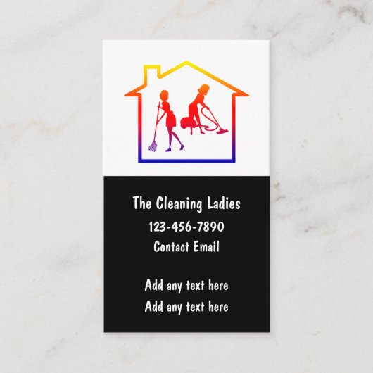 Eenvoudige schoonmaak dames Visitekaartjes vertica (Voorkant)