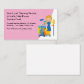 Eenvoudige schoonmaakdienst van het huis contactkaartje (Voorkant / Achterkant)