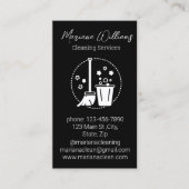 Eenvoudige schoonmaakdiensten logo Zwart Wit Visitekaartje (Voorkant)