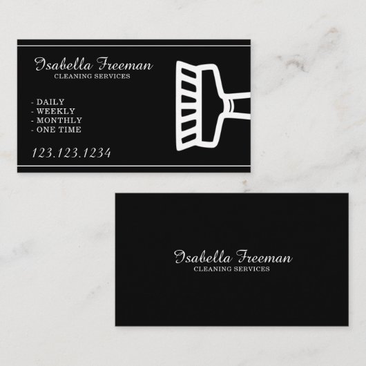 Eenvoudige schoonmaakservice voor witte en zwarte visitekaartje (Voorkant / Achterkant)