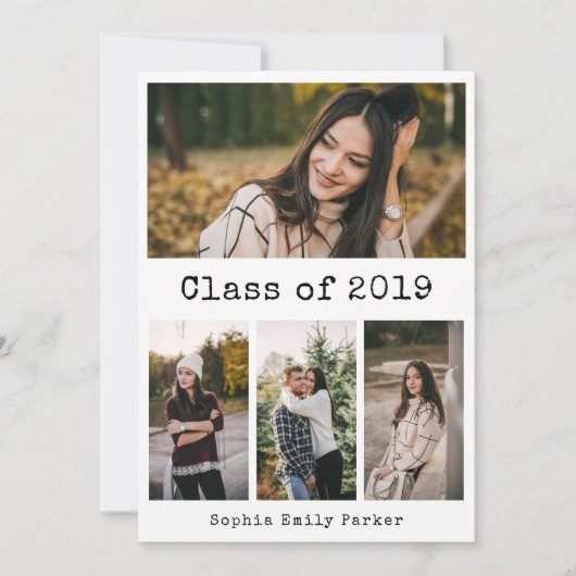 eenvoudige schrijfmachine | Afstudeerfeest 4 Foto Kaart (Voorkant)