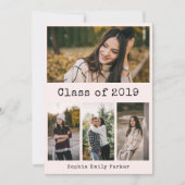 Eenvoudige schrijfmachine Blush | GraduPartij 4 Fo Kaart (Voorkant)