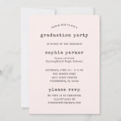 Eenvoudige schrijfmachine Blush | GraduPartij 4 Fo Kaart (Achterkant)