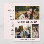 Eenvoudige schrijfmachine Blush | GraduPartij 4 Fo Kaart (Voorkant / Achterkant)