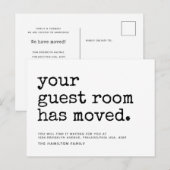 Eenvoudige schrijfmachine Uw gastkamer heeft aange Aankondigingskaart (Voorkant / Achterkant)