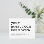 Eenvoudige schrijfmachine Uw gastkamer heeft aange Aankondigingskaart (Staand voorkant)