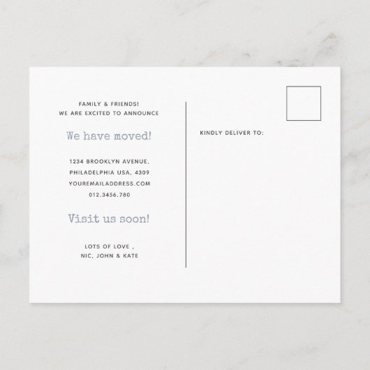 Eenvoudige schrijfmachine Uw gastruimte is verplaa Aankondigingskaart (Achterkant)