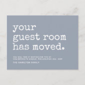 Eenvoudige schrijfmachine Uw gastruimte is verplaa Aankondigingskaart (Voorkant)