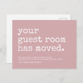 Eenvoudige schrijfmachine Uw gastruimte is verplaa Aankondigingskaart (Voorkant / Achterkant)