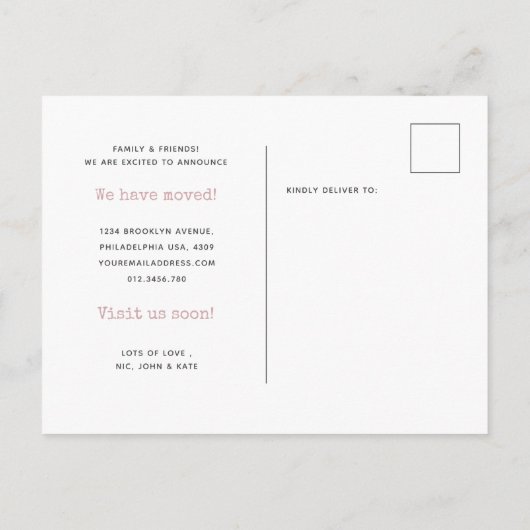 Eenvoudige schrijfmachine Uw gastruimte is verplaa Aankondigingskaart (Achterkant)