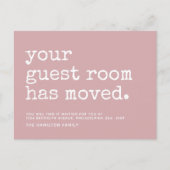 Eenvoudige schrijfmachine Uw gastruimte is verplaa Aankondigingskaart (Voorkant)