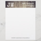Eenvoudige schrijver Monogram Rustic Wood  Briefhoofd (Voorkant)