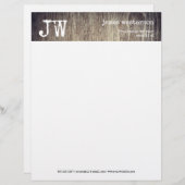 Eenvoudige schrijver Monogram Rustic Wood  Briefhoofd (Voorkant / Achterkant)