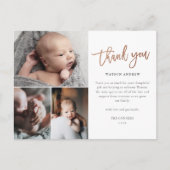 Eenvoudige Script 3 Foto Collage Baby Dank Briefkaart (Voorkant)
