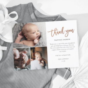 Eenvoudige Script 3 Foto Collage Baby Dank Briefkaart