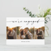 Eenvoudige Script 3 Foto Collage Huwelijk Verlovin Kaart (Staand voorkant)