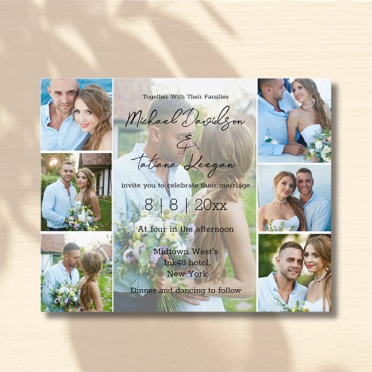 eenvoudige script 7 foto's collage trouwkaart