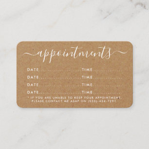 Eenvoudige Script Appointcard - Rustic Kraft Informatiekaartje