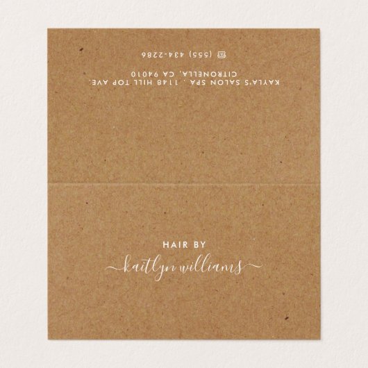 Eenvoudige Script Appointcard - Rustic Kraft Visitekaartje (Buitenkant ongevouwen)