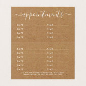 Eenvoudige Script Appointcard - Rustic Kraft Visitekaartje (Binnenkant ongevouwen)