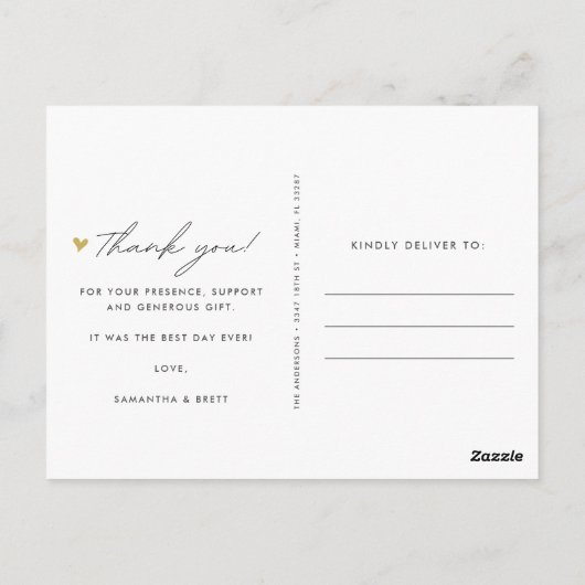 Eenvoudige Script Arch foto bruiloft dank u Briefkaart (Achterkant)