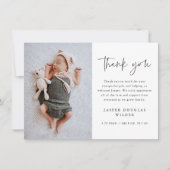 Eenvoudige Script Baby Foto Bedankkaart (Voorkant)