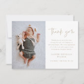 Eenvoudige Script Baby Foto Bedankkaart (Voorkant)