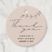 Eenvoudige Script Baby Shower Bedankjes Labels (Voorkant)