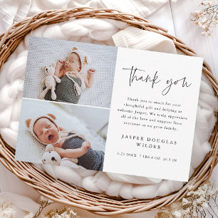 Eenvoudige Script Babyfoto Bedankkaart