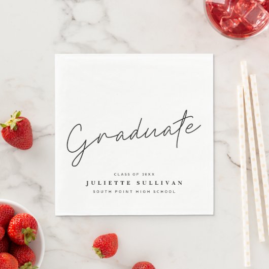 Eenvoudige Script Black en White Graduparty Servet (Insitu)