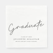 Eenvoudige Script Black en White Graduparty Servet (Voorkant)
